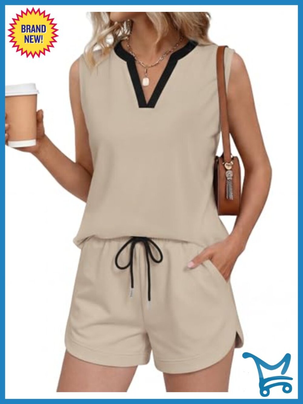V Neck Tank Top and Shorts Matching Set Lounge Travel Outfits
